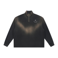 Sun Fade Raw Edge Quarter-Zip Sweatshirt