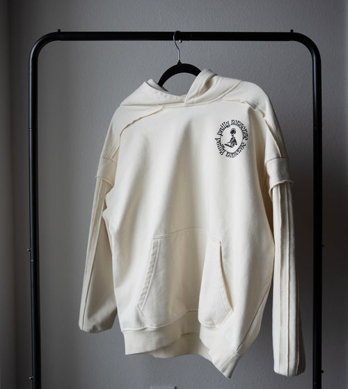 Contrast Tape Raw Edge Double Layered Hoodie