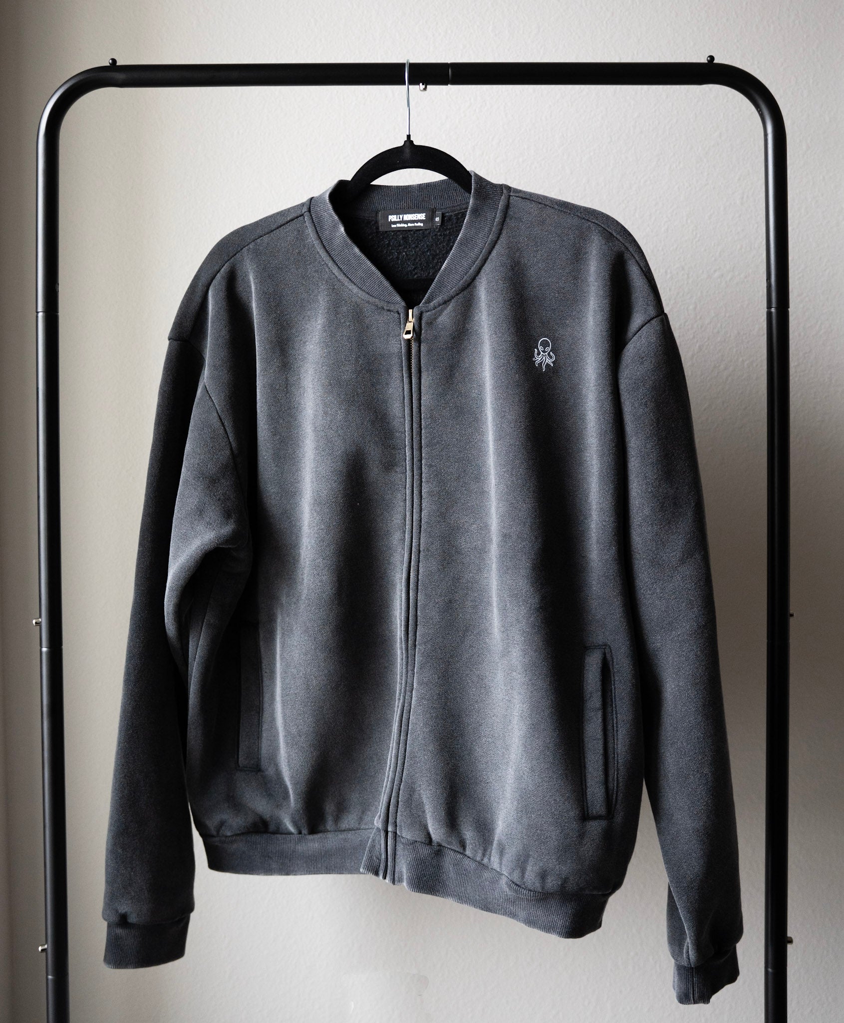 Vintage Washed Fleece Baseball Jacket