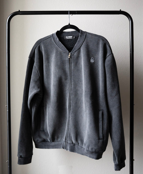 Vintage Washed Fleece Baseball Jacket