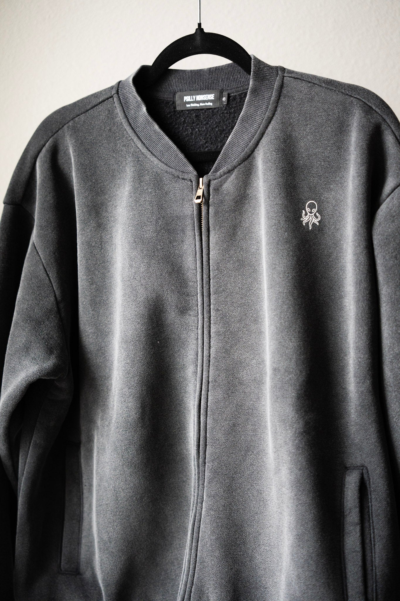 Vintage Washed Fleece Baseball Jacket