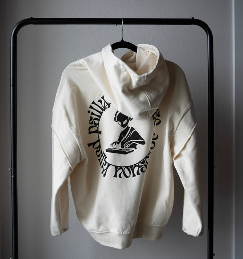 Contrast Tape Raw Edge Double Layered Hoodie