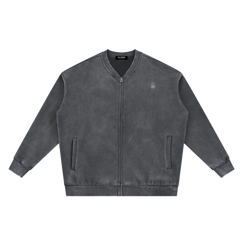 Vintage Washed Fleece Baseball Jacket