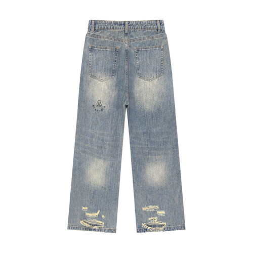 Vintage Wash Distressed Denim Jeans