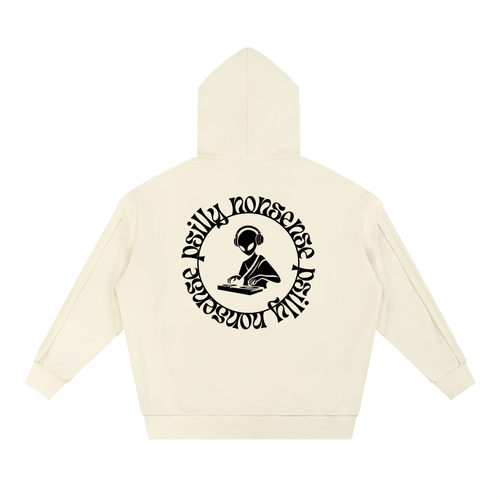 Contrast Tape Raw Edge Double Layered Hoodie