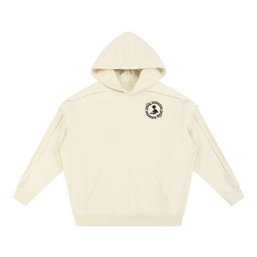 Contrast Tape Raw Edge Double Layered Hoodie