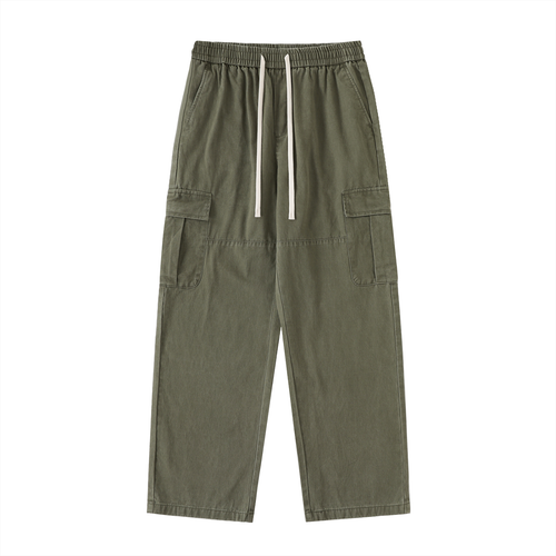 Men's Drawstring Waist Straight-Leg Cargo Pants
