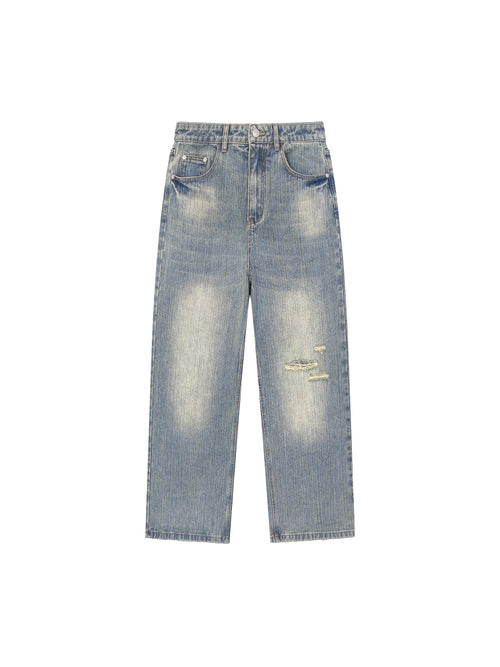 Vintage Wash Distressed Denim Jeans